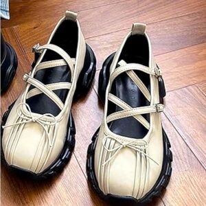 Kawaii Women Bow Decor Flatform Mary Janes